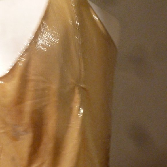 Fashionable Open Shoulders Stand Collar Golden Tank Top Sz S - Picture 4 of 8